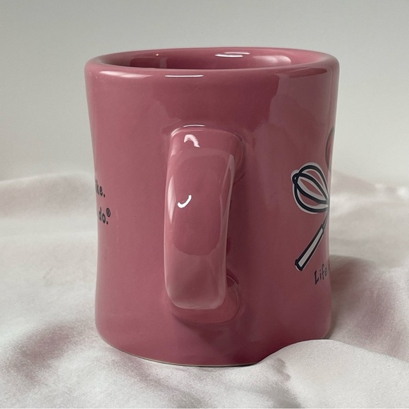 LIFE IS GOOD Diner Coffee Mug Heart Cook In Peony Pink EUC - Picture 3 of 8